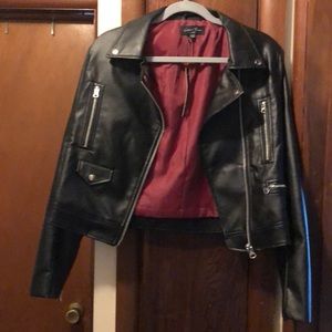 Faux leather motorcycle jacket